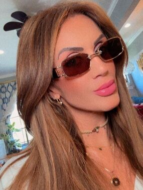 Sunglasses Gold Frame Brown Lens Women's Slim Rectangular y2k 2000s summer